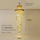 Axyaa Crystal Long Chandelier: Luxury Modern Black/Gold Fixture for Villa Living Room Staircase