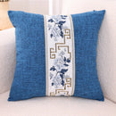 Axyaa Blue White Porcelain Chinoiserie Pillow Cover Chinese Style Linen Living Bedroom