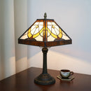 Axyaa Stained Glass Table Lamp 8" Cream Color Desk Light Home Office Bedroom