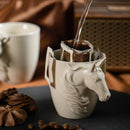 Axyaa Ceramic Espresso Cup with Animal Statue Handle, 180ml - White