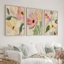 Soft Floral Oil Painting Prints, Neutral Abstract Wall Art Set by Axyaa. Perfect for Home Decor.