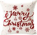 Axyaa Christmas Snowflake Red Bear Linen Pillow Cover 45x45 Square