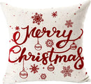 Axyaa Christmas Snowflake Red Bear Linen Pillow Cover 45x45 Square