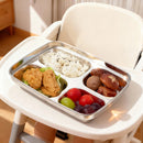 Axyaa Stainless Steel Kids Dinner Plate with Dividers Large Capacity Dishes