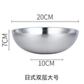 Axyaa Double-layer Stainless Steel Soup Bowl, Korean Noodle Rice Bowls Set