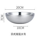 Axyaa Double-layer Stainless Steel Soup Bowl, Korean Noodle Rice Bowls Set
