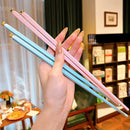 Axyaa Alloy Non-Slip Chopsticks Set - Good Luck Love Reusable Party Tableware