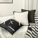 Axyaa French Medieval Style Black Border Green Cushion Cover for Home Sofa Decor