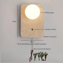 Axyaa Wabi Sabi LED Wall Lamps White Glass Yellow Travertine Light Fixture