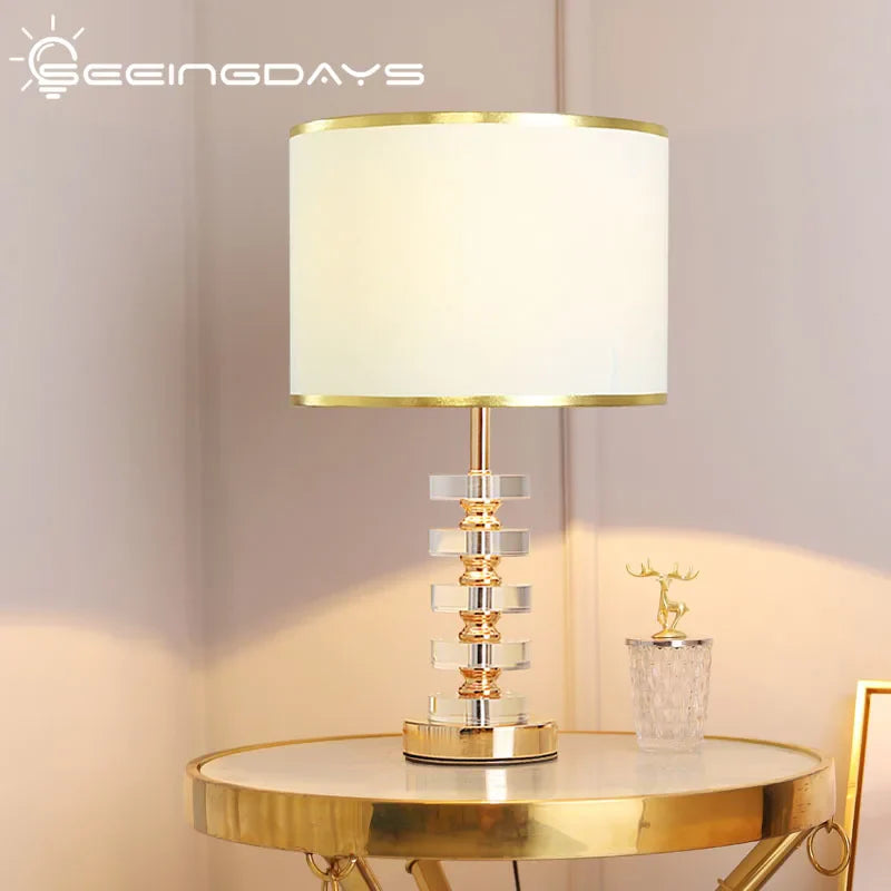 Axyaa Crystal Table Lamp: Modern American Style for Living Room and Bedroom