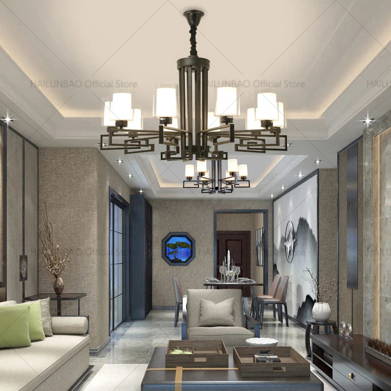 Axyaa Retro Chinese Chandelier for Living Room Dining Room Bedroom Villa Duplex