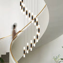 Axyaa Luxury Crystal LED Stair Chandelier - Minimalist Indoor Hanging Lamps