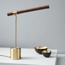 Axyaa Wood-grain Table Lamp, Modern Copper Design, Wood & Metal, LED Decor Light