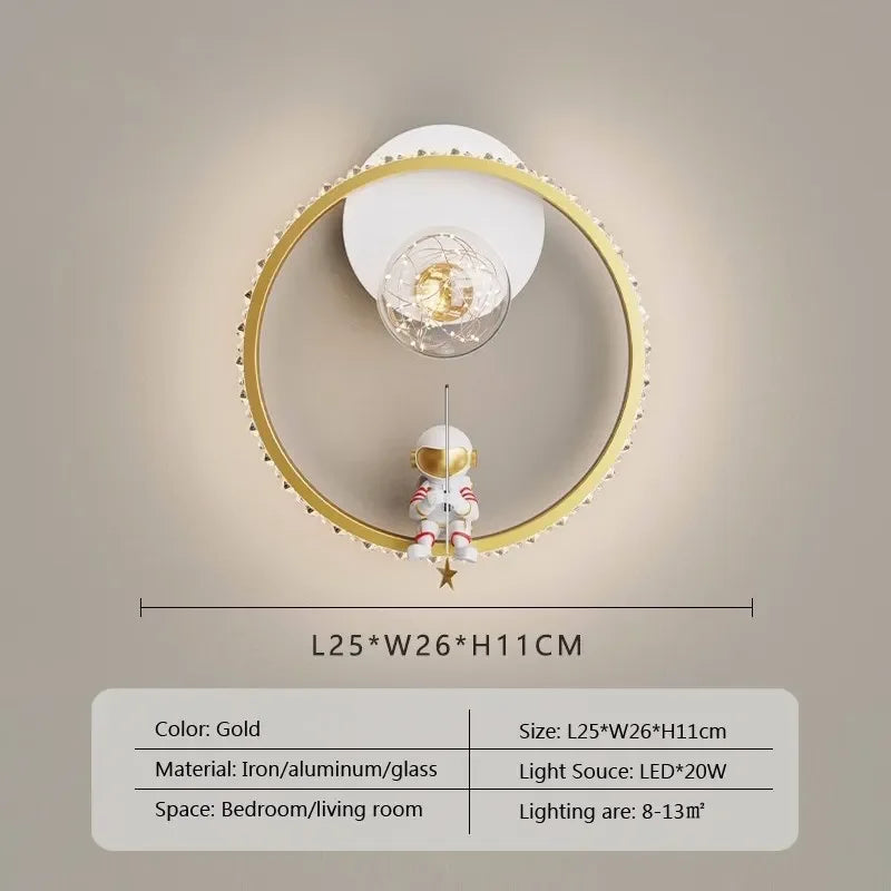 Axyaa Astronaut Star Moon LED Wall Lamps for Children's Room