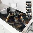 Axyaa Wolf Kitchen Drying Mat: Absorbent Placemat for Cup Drying & Table Decoration