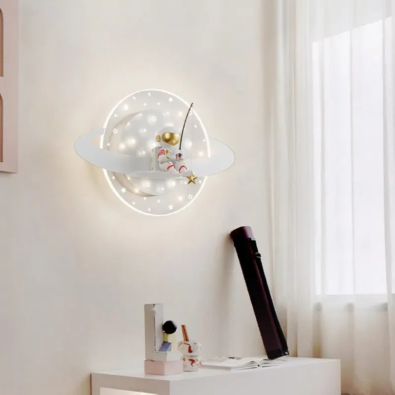 Axyaa Astronaut Star Moon LED Wall Lamps for Children's Room