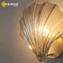 Brass Bedside Sconce with Glass Shell Lamp for Bedroom & Living Room décor - Axyaa