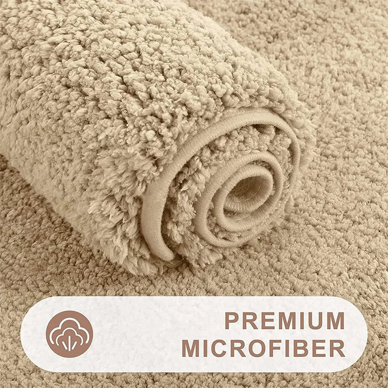 Axyaa Plush Microfiber U-Shaped Bathroom Mat Soft Absorbent Non-Slip Toilet Rugs