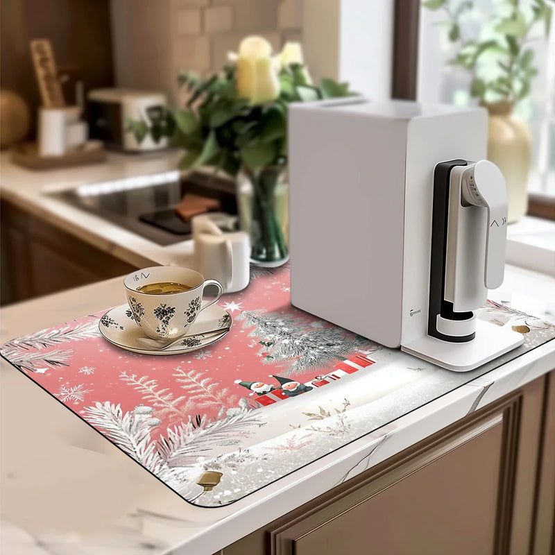 Axyaa Christmas Gift Box Kitchen Bathroom Drying Mat Anti-slip Absorbent Draining Pad