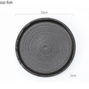 Axyaa Threaded Ceramic Flat Plate Set - Restaurant Steak Pasta Dessert Molecular Cooking.