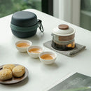 Axyaa Portable KungFu Tea Set: Pot, 3 Cups, Filter; Outdoor, Travel, Business, Camping