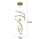 Axyaa Gold Spiral Staircase Chandelier for Dining Living Room Loft, Simple Luxury Hanging Lamps