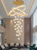 Axyaa Crystal Chandelier Stair Pendant Lamp Living Room Interior Lighting