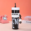 Axyaa 900ml Gym Water Bottle with Straw Keychain: Portable, Leakproof, BPA-Free