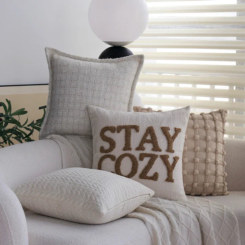 Axyaa Nordic Style Cushion Cover - Soft Square Pillowcase for Living Room Sofa
