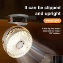 Axyaa Rechargeable LED Camping Light with Clip Fan - Silent Desk Fan, Adjustable Speeds