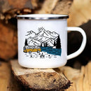 Axyaa Caravan Adventure Enamel Mug for Camping and Campfires