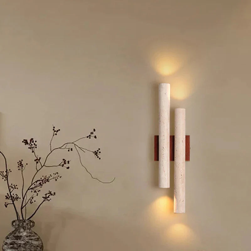 Axyaa Retro Walnut Wood Wall Lamp with Four Glowing Lights
