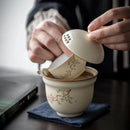 Axya Portable Travel Tea Set with Ceramic Quick Cup - One Pot Three Cups