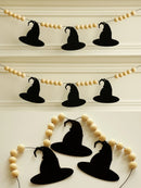 Axyaa Halloween Witch Hat Wood Bead Garland Spooky Decor Ornaments
