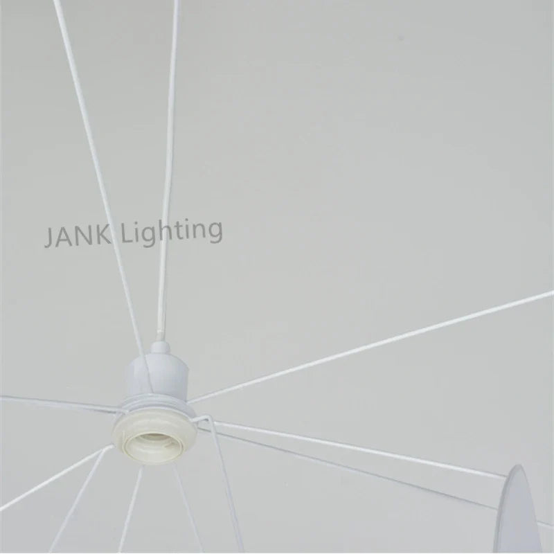 Axyaa White Fabric Screen Chandelier: Elegant Leaf Grid Suspension Lighting