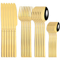 Axyaa 24-Piece Stainless Steel Gold Dinnerware Set with Cutlery & Utensils