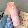 Axyaa Cute Cartoon Stainless Steel Vacuum Flask Straw Tumbler