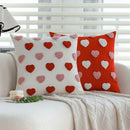 Axyaa Heart Embroidered Pillow Cover for Valentine's Day Living Room Decor