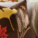 Axyaa Embroidered Maple Leaf Throw Pillowcases in 30x50/45x45cm Sizes