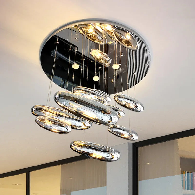 Axyaa Silver Lamp: Mercury Collection SKYDRO Ceiling Pendant Luxury Decoration