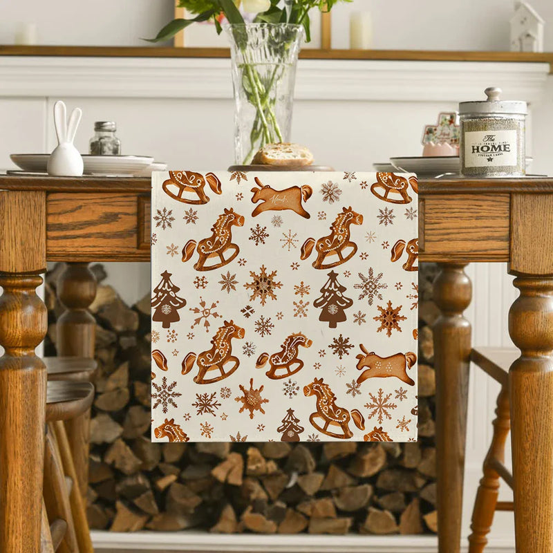 Axyaa Christmas Tree Table Runner - Rustic Dining & Party Decor