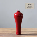 Axyaa Chinese Style Red Ceramic Vase Set Zen Tea Mat Decorative Flower Arrangement