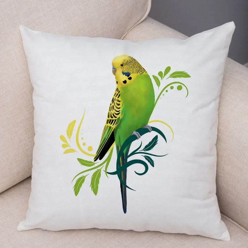 Axyaa Cartoon Parrot Pillowcase with Birds and Flowers 45x45cm