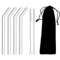 Axyaa Glass Straws 200*12mm - Reusable Eco-friendly Straws with Brush - Smoothie Tea Cocktail Juice