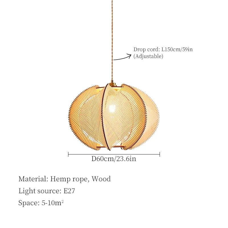 Axyaa Wabi Sabi Hemp Rope Wood Chandelier Pendant Lights
