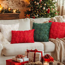 Axyaa Christmas Tree Pillow Covers 18 x 18 Plush Faux Wool Decorative Couch Pillow