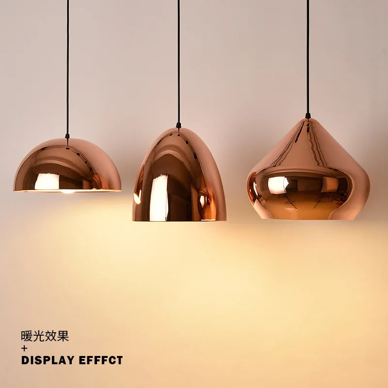 Axya Rose Gold Metal Pendant Lights for Kitchen Dining Bar Café E27