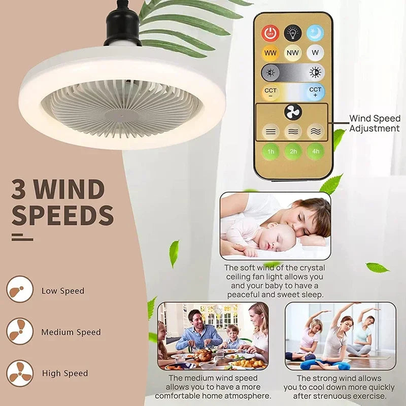 Axyaa 3-in-1 Ceiling Fan Light with Remote Control for Home, AC85-265V