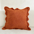 Axyaa Cozy Scalloped Pillow Cover in Orange, Mustard, Green, and Coffee Shades