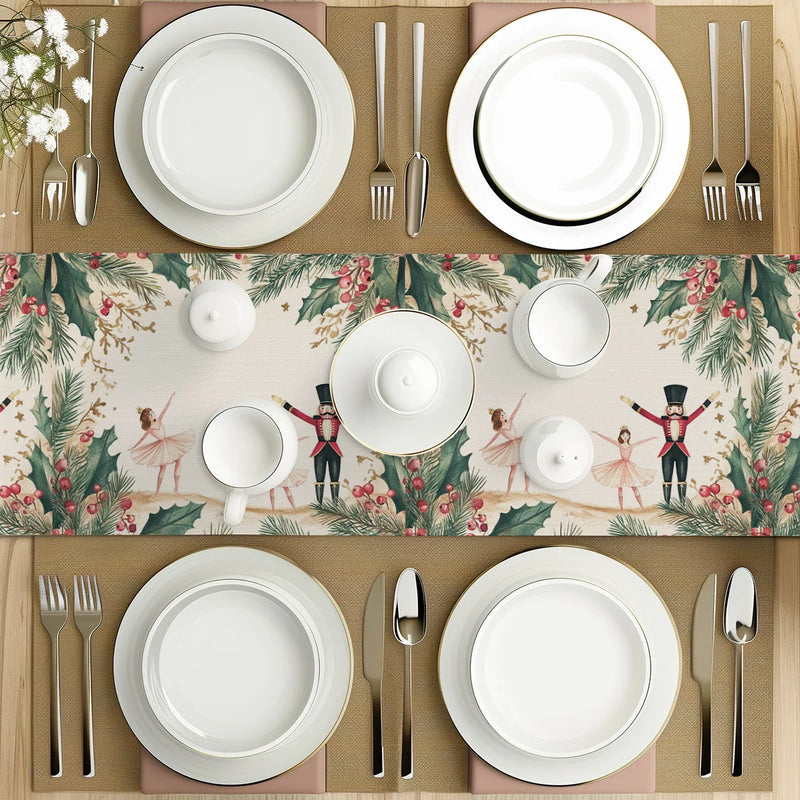 Nutcracker Holiday Table Runner by Axyaa - Festive Dining Room Decor